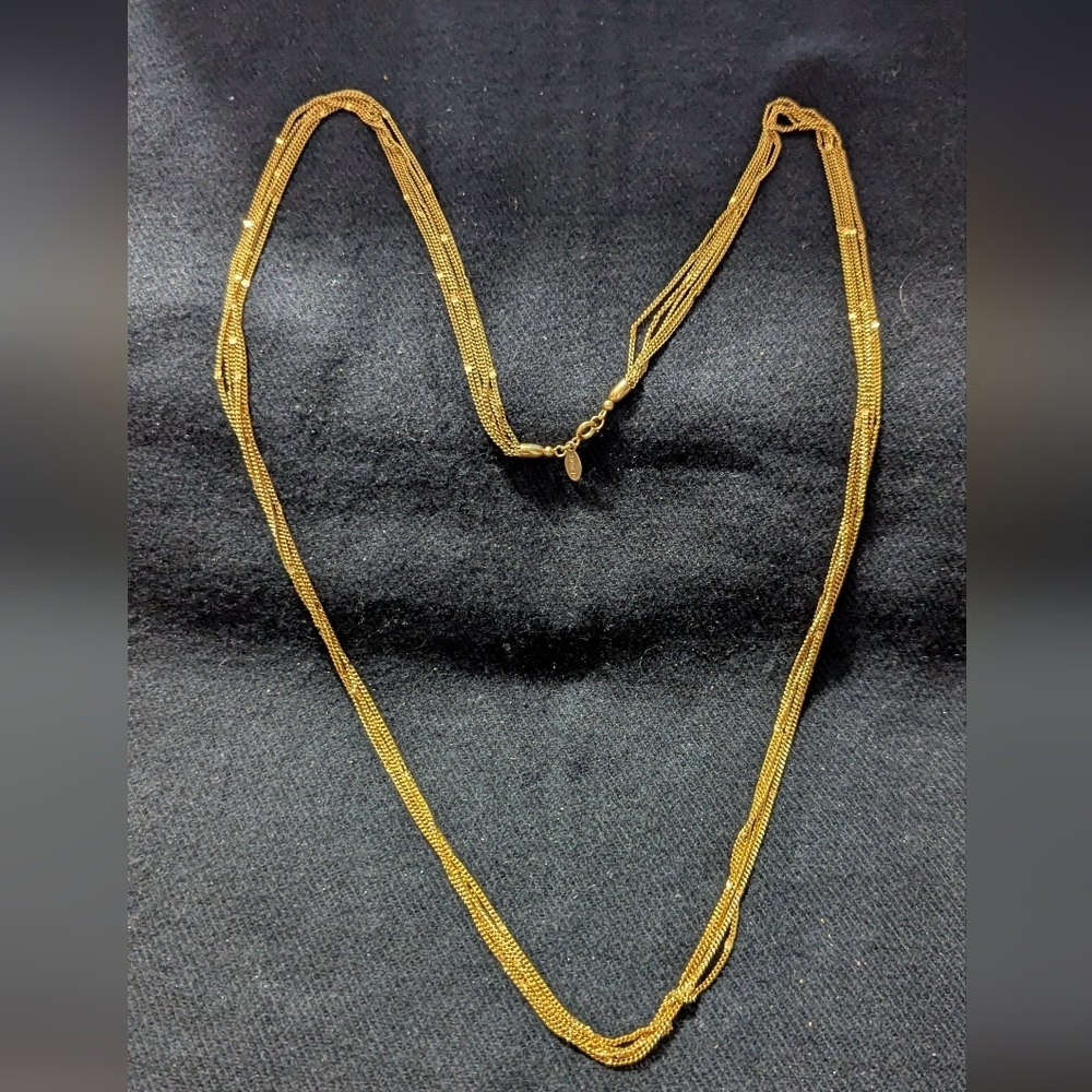 Gold Tone Layered Chain Dainty Delicate Statement Necklace